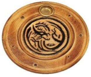 Large Wooden Round Dragon Incense Holder