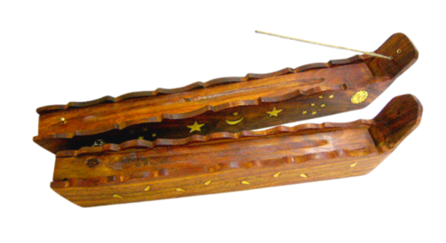 Incense Holder Wooden Flip Top Box 12 inch