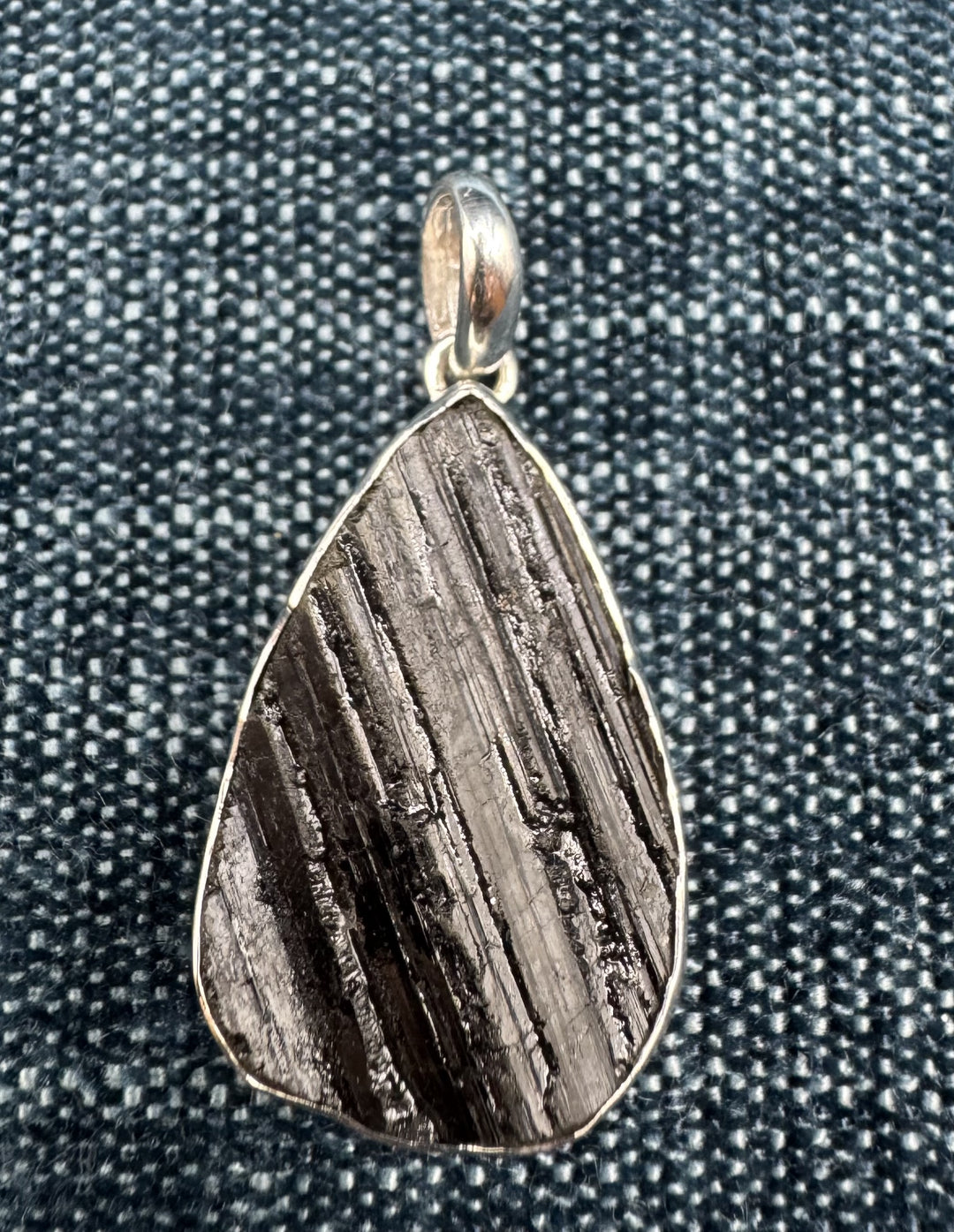 Raw Black Tourmaline Pendant Teardrop