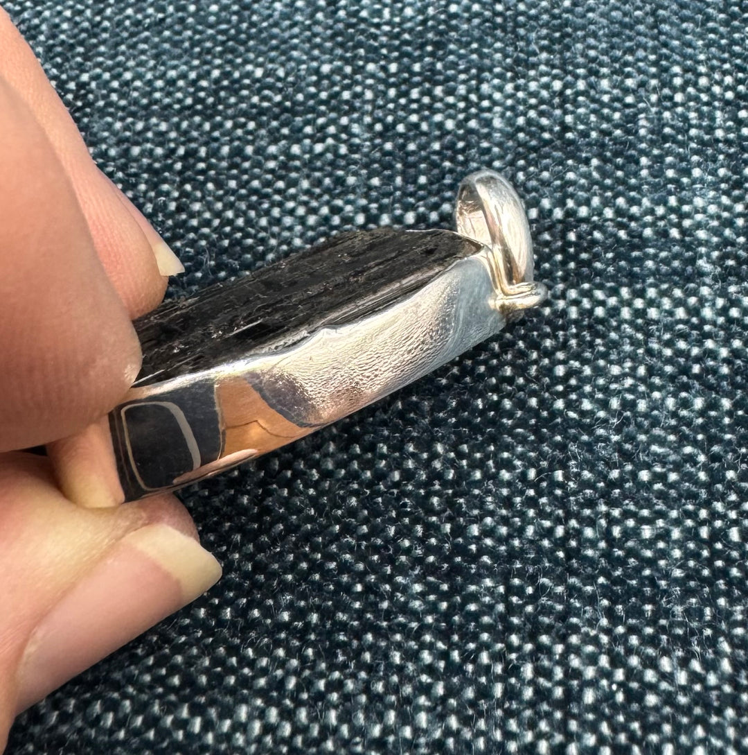 Raw Black Tourmaline Pendant Teardrop