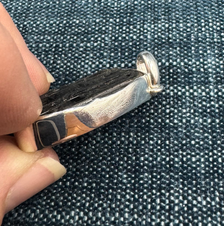 Raw Black Tourmaline Pendant Teardrop