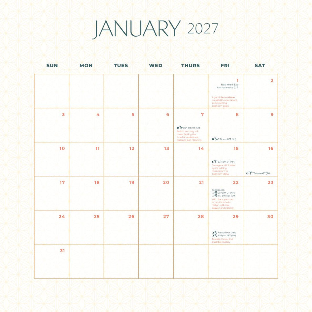 2027 Moon Calendar (Rockpool)