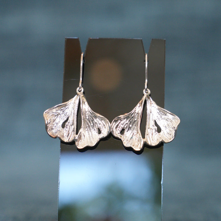 Ginkgo Leaf Sterling Silver Earrings
