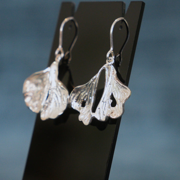 Ginkgo Leaf Sterling Silver Earrings