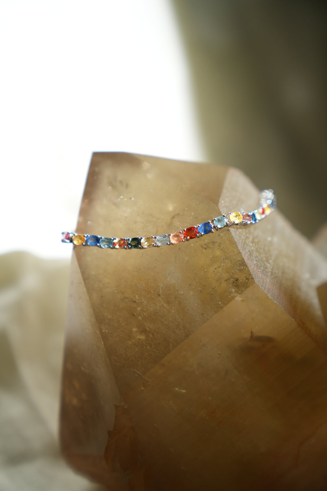 Multi Sapphire Gemstone Lariat Bracelet
