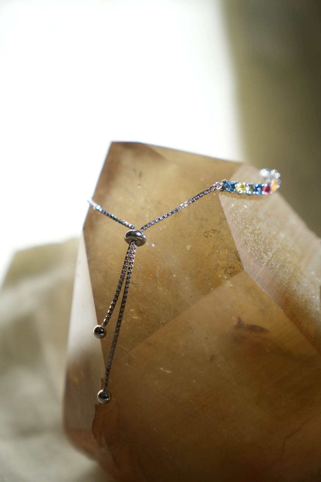Multi Sapphire Gemstone Lariat Bracelet