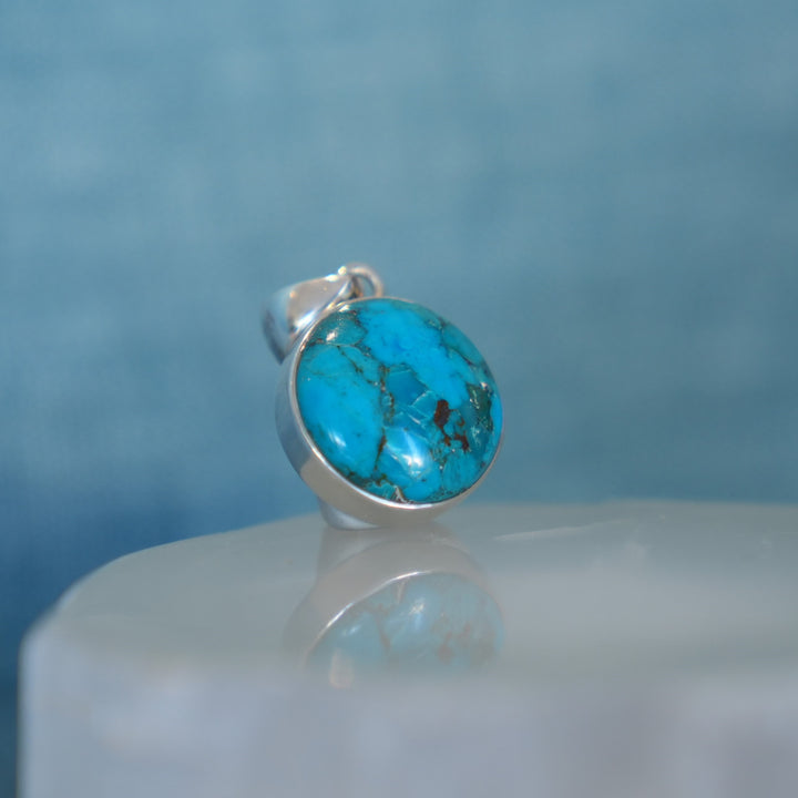 Sterling Silver Turquoise Pendant (Round)