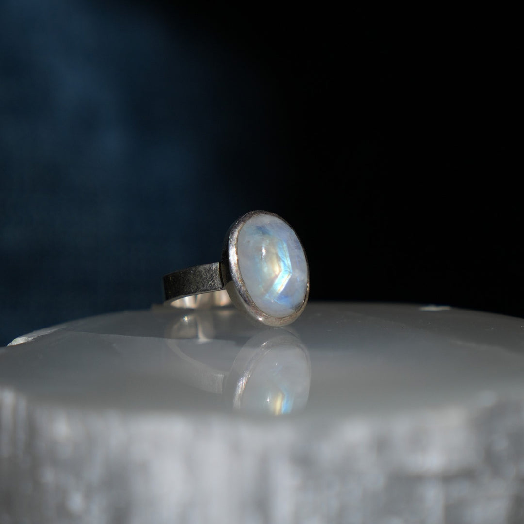 Moonstone Sterling Silver Ring (Medium oval stone #2)