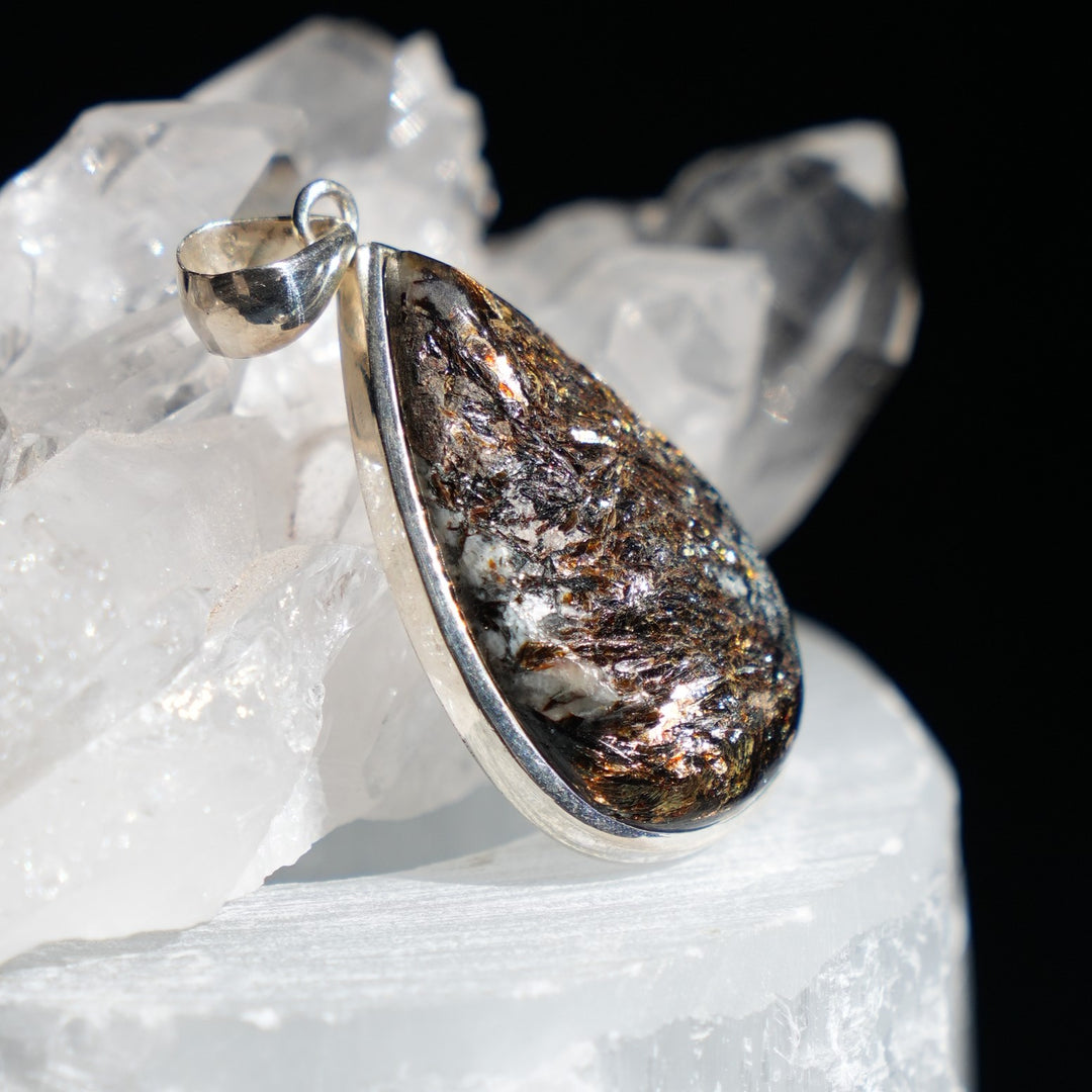 Astrophyllite Teardrop Sterling Silver Pendant (Large)