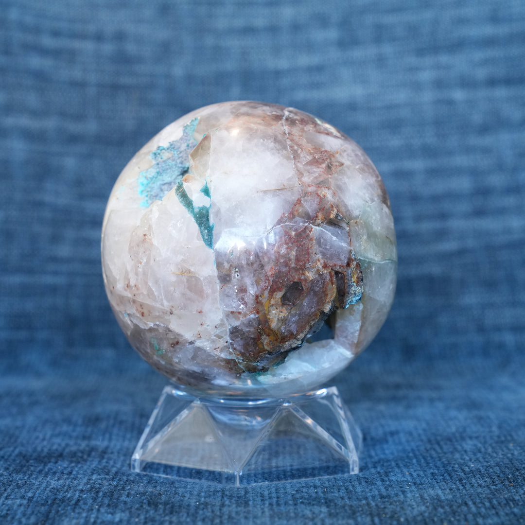Chrysocolla and Clear Quartz Sphere 1