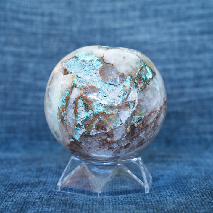 Chrysocolla and Clear Quartz Sphere 1