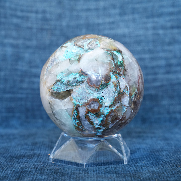 Chrysocolla and Clear Quartz Sphere 1
