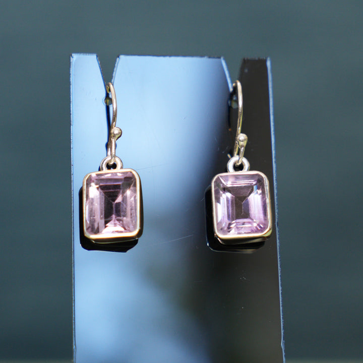 Amethyst "Emerald" Cut Sterling Silver Earrings