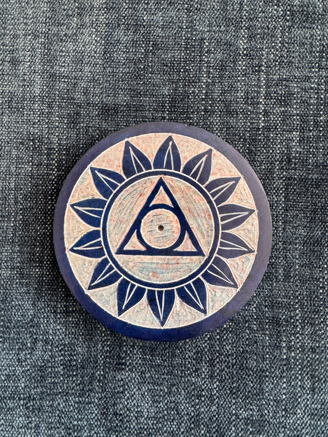 Round Soapstone Chakra Incense Holder