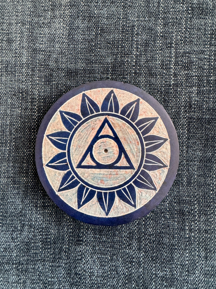 Round Soapstone Chakra Incense Holder