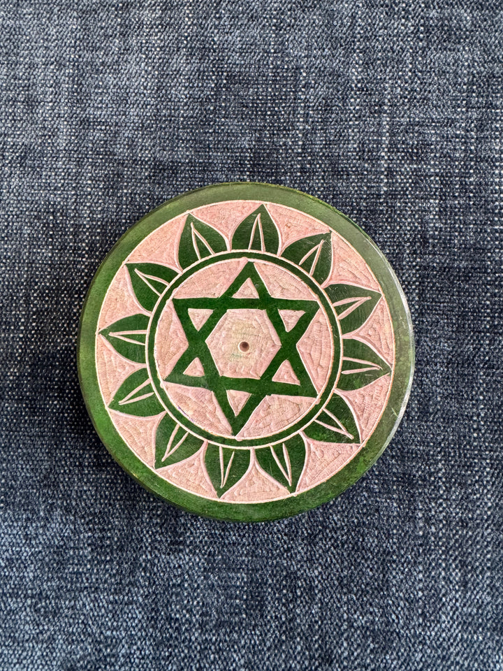 Round Soapstone Chakra Incense Holder