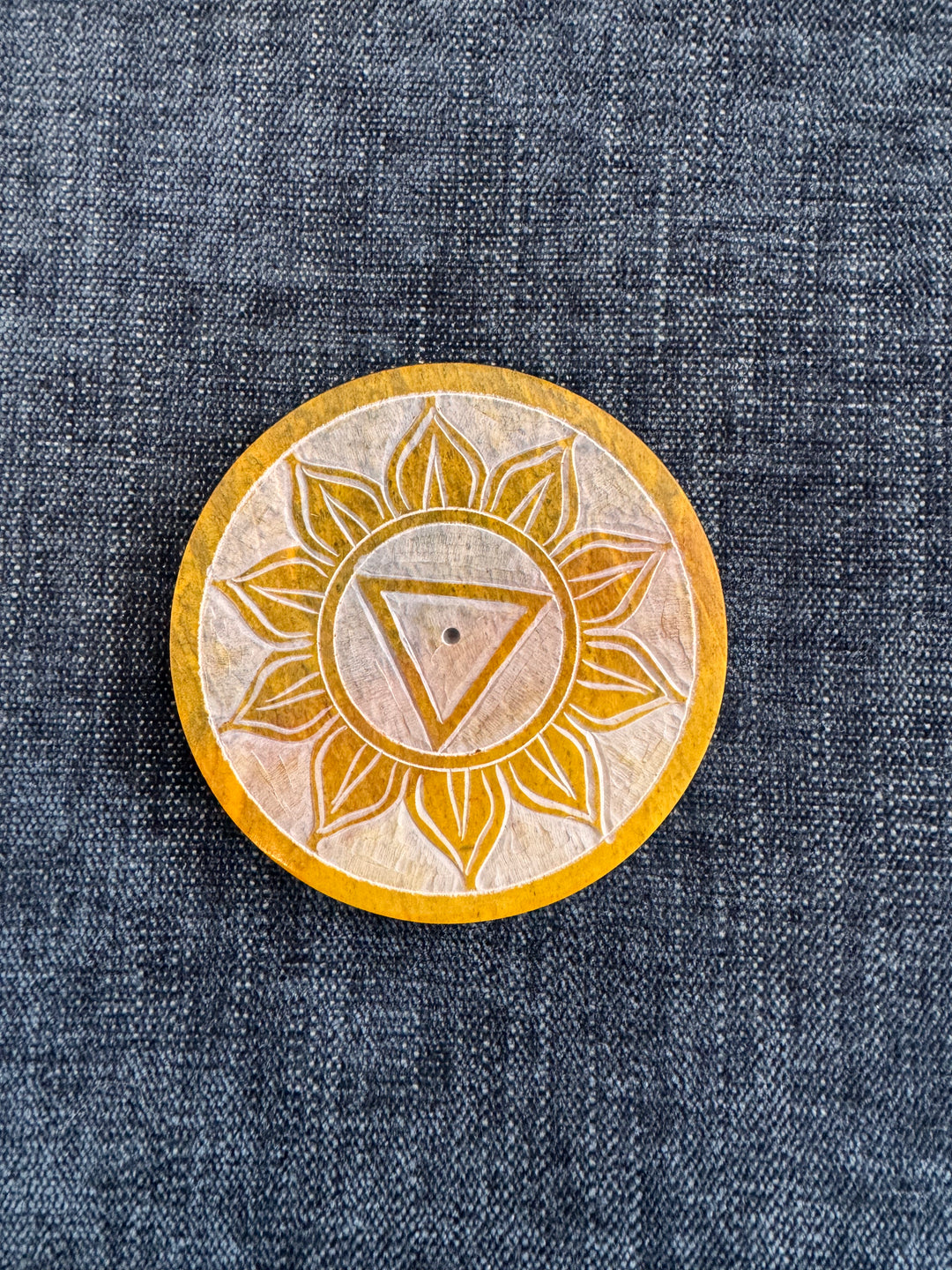 Round Soapstone Chakra Incense Holder