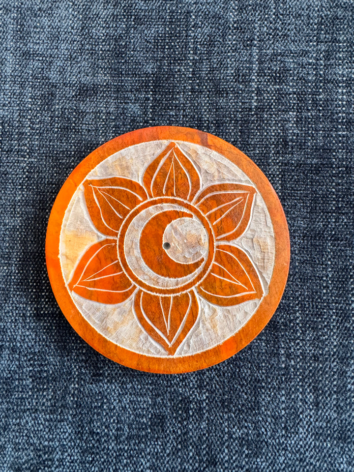 Round Soapstone Chakra Incense Holder