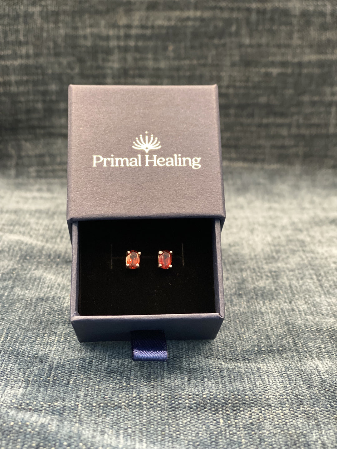 Garnet Oval Studs