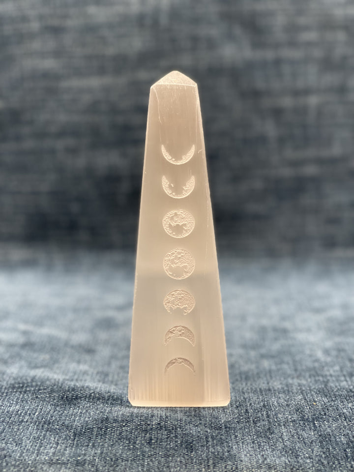Selenite Moon Obelisk