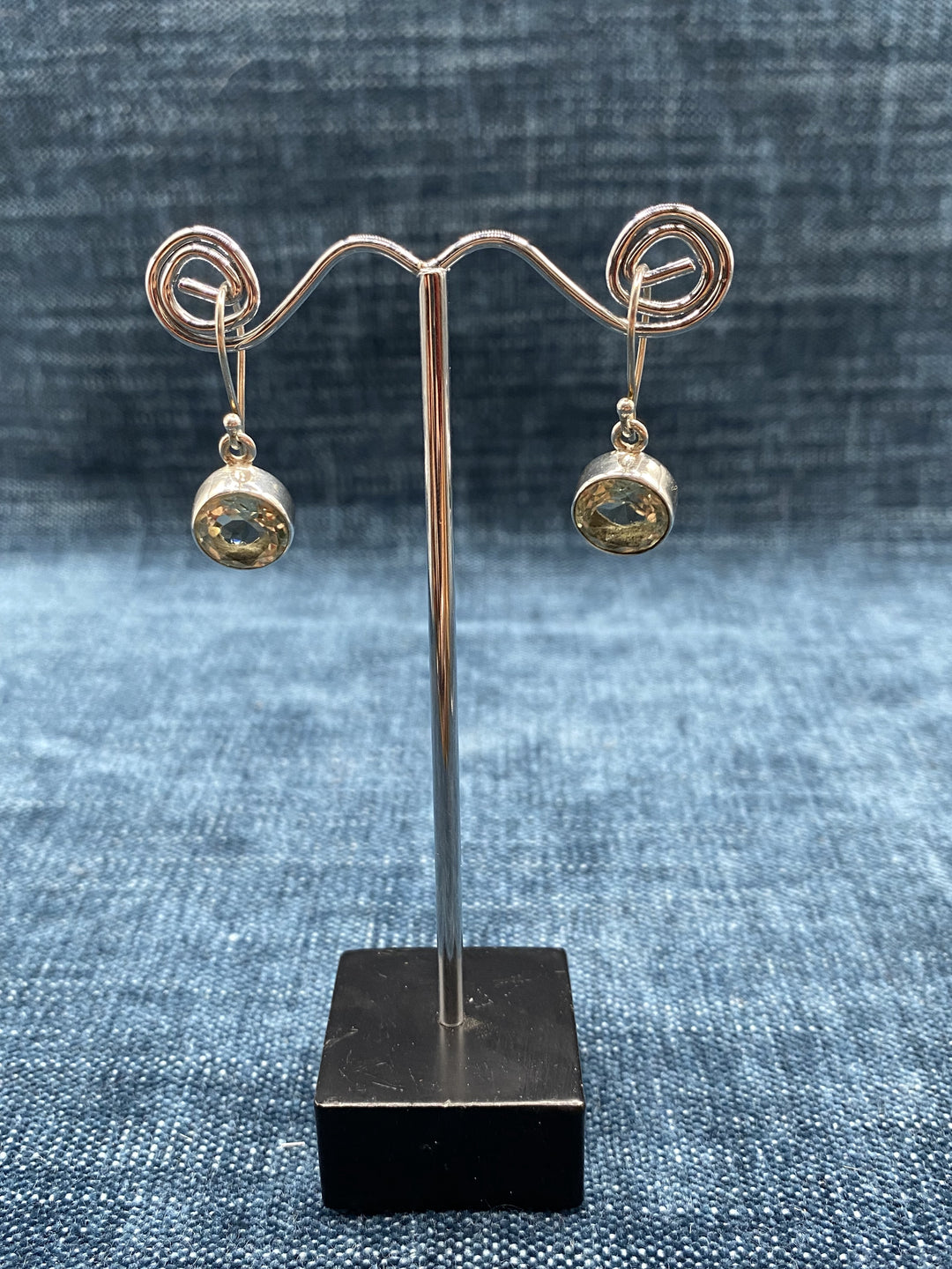 Green Amethyst Round Earrings