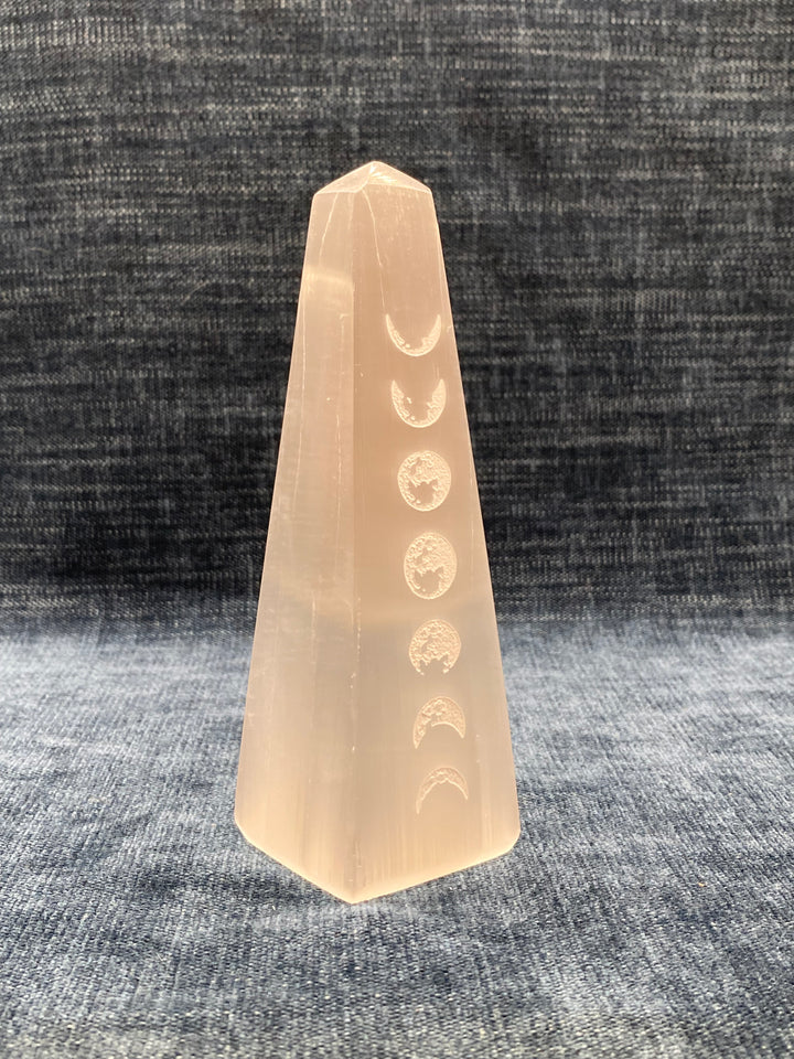 Selenite Moon Obelisk