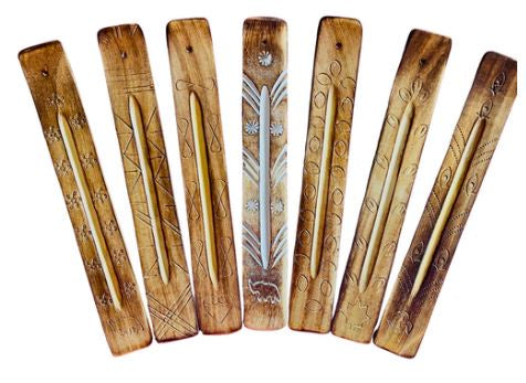 Wooden Flat Ash Catcher with Burnt look Incense Holder25cm