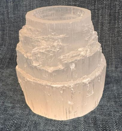 Rough Cut Selenite Tealight Holder