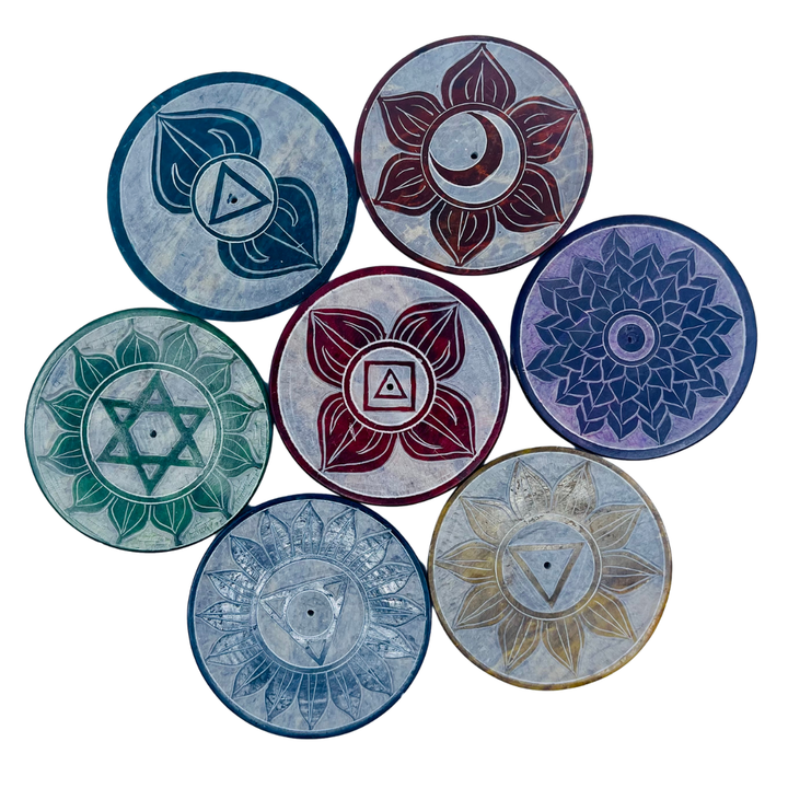 Round Soapstone Chakra Incense Holder