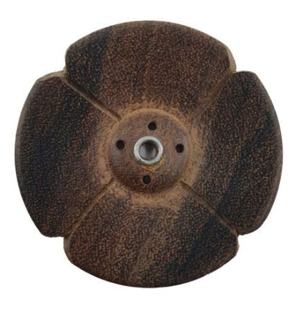 Incense Holder Wooden Round 7cm Tibetan