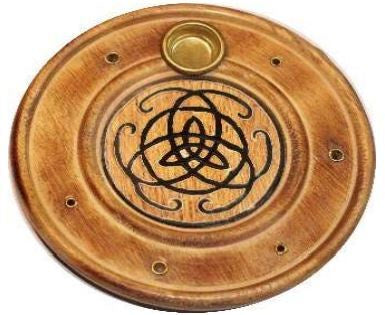 Large Wooden Triquetra Incense Holder