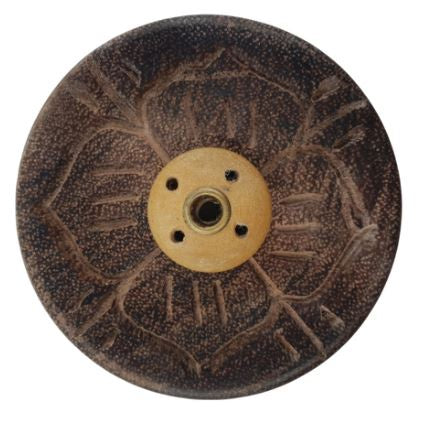 Tibetan Incense Holder Wooden Round 7cm